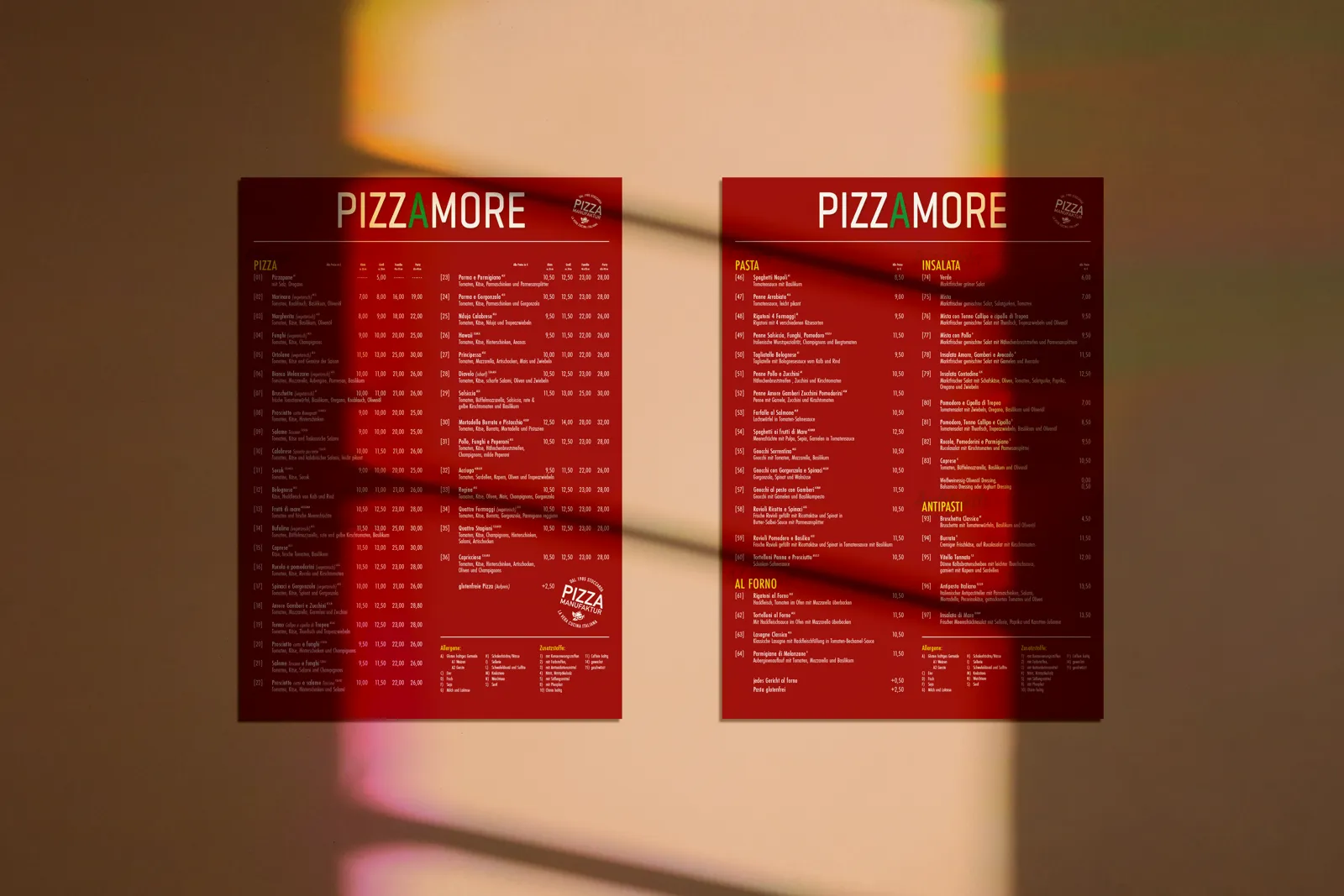 Speisekarte für Pizzamore – Projektansicht 2