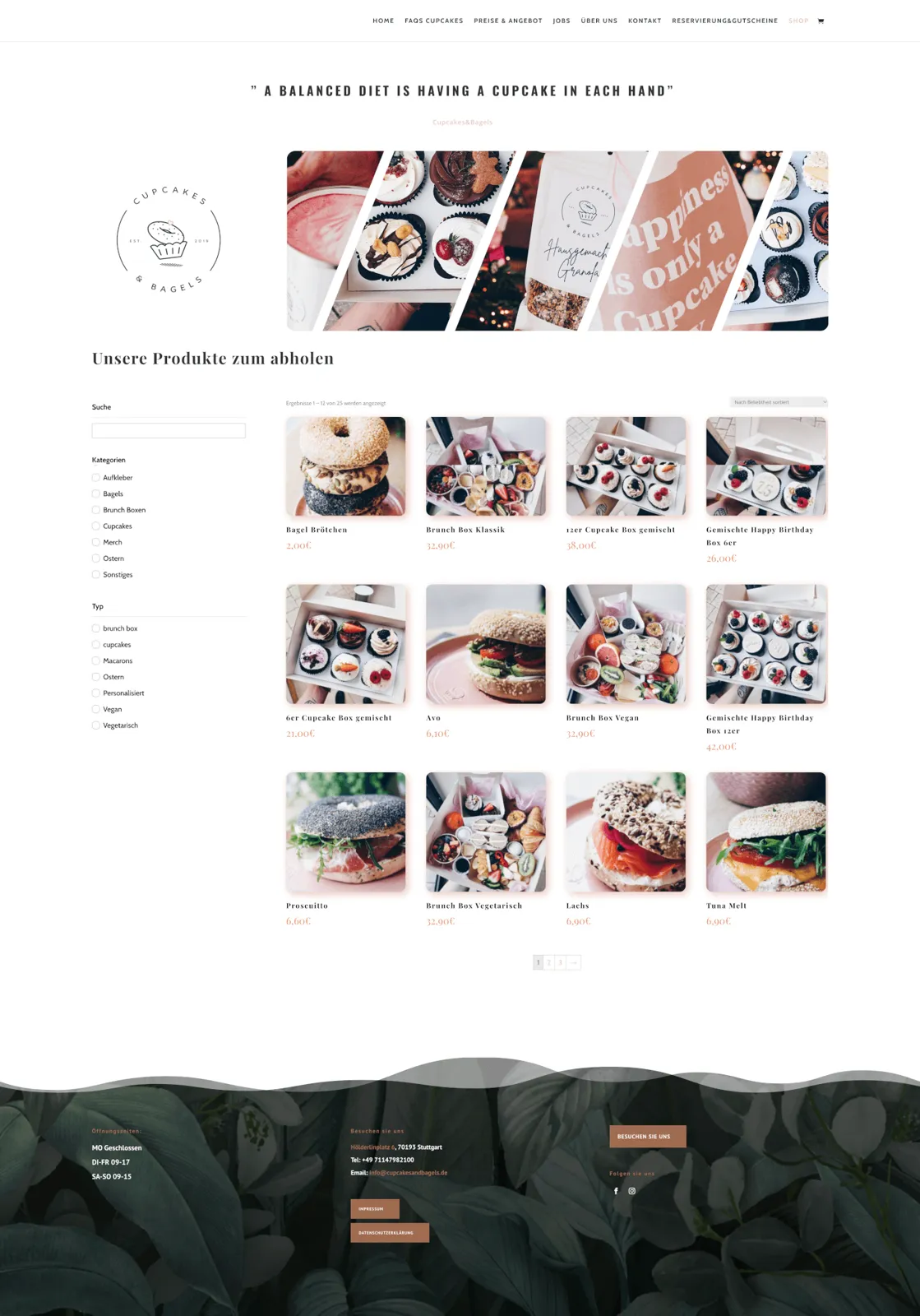 Cupcakes & Bagels Webshop – Projektansicht 2